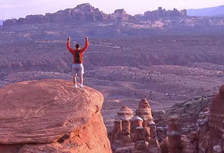 Moab Arches National Park Hiker Celebrate