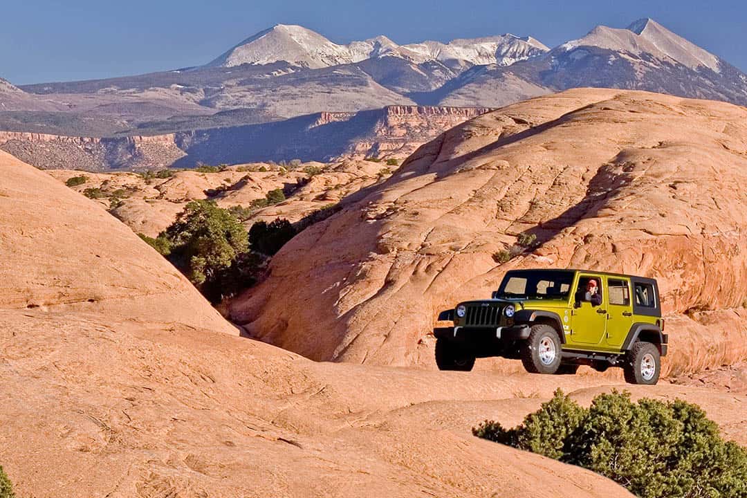 Moab Utah Jeep Green Lasals Close