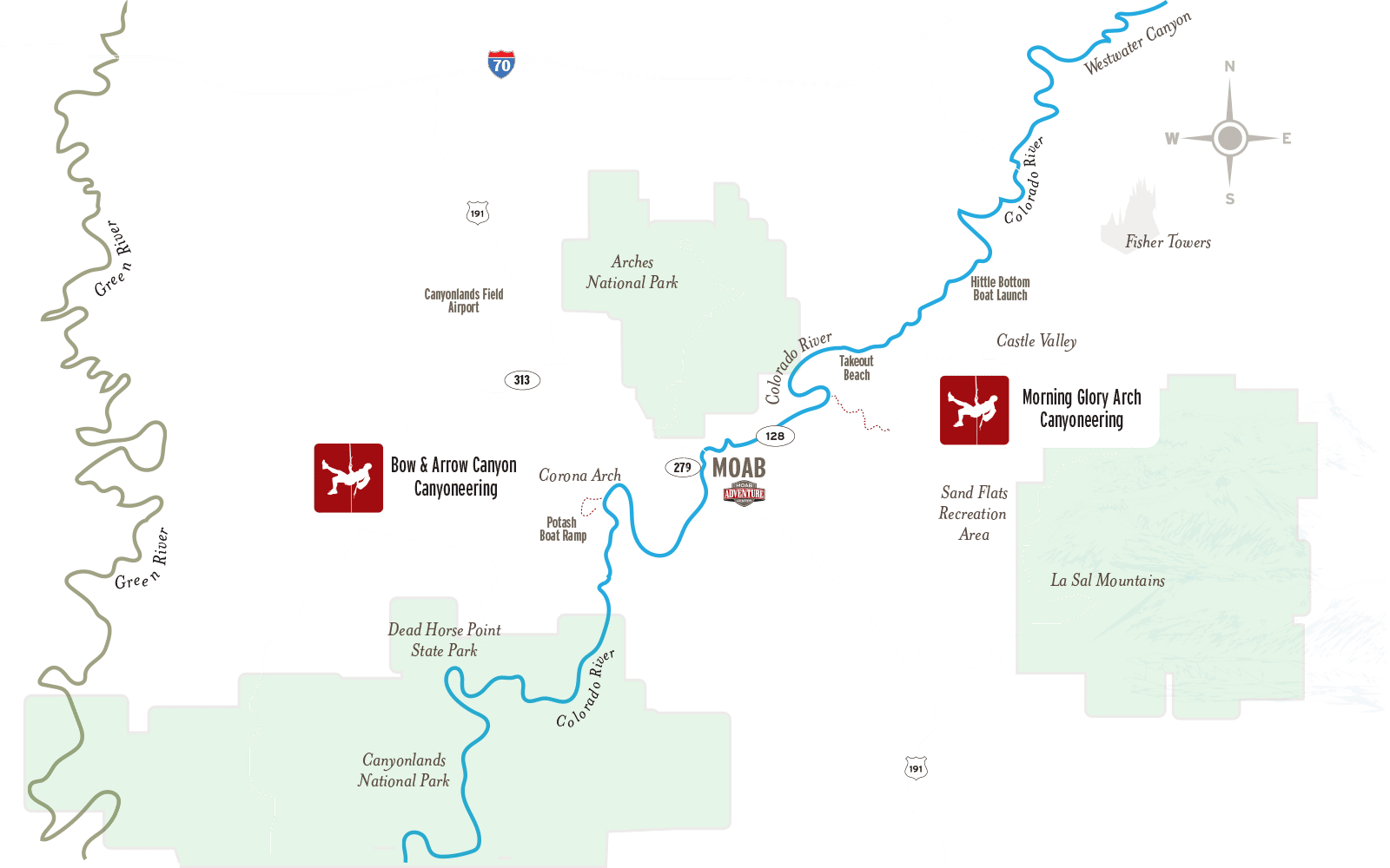 Canyoneering Moab map