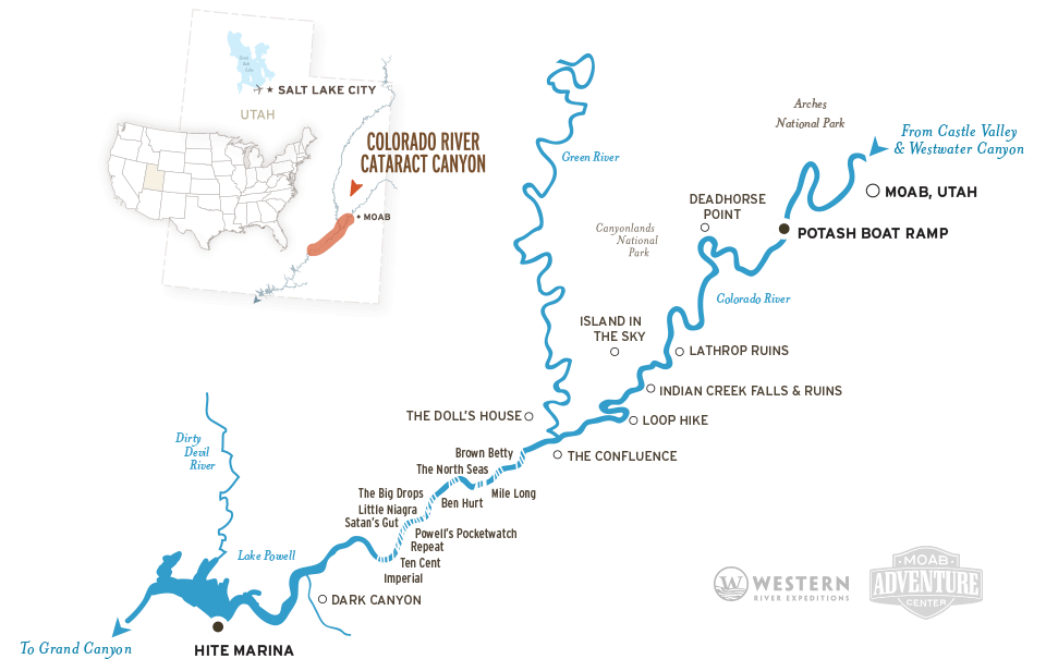 Map of Colorado River through Cataract Canyon